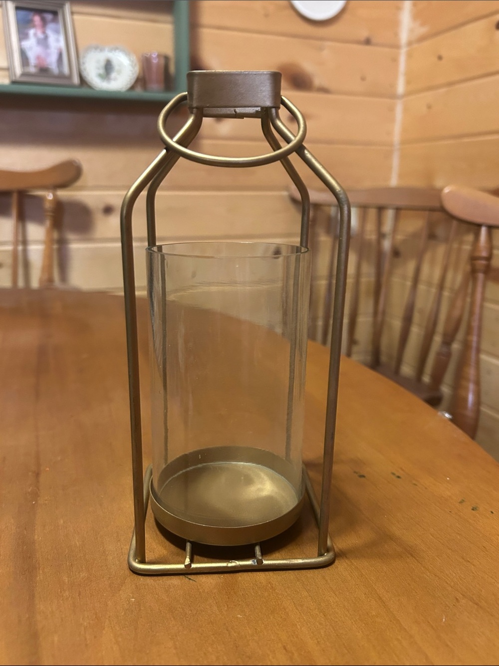 Gold Metal and Glass Hurricane Candle Holder - Home Accents